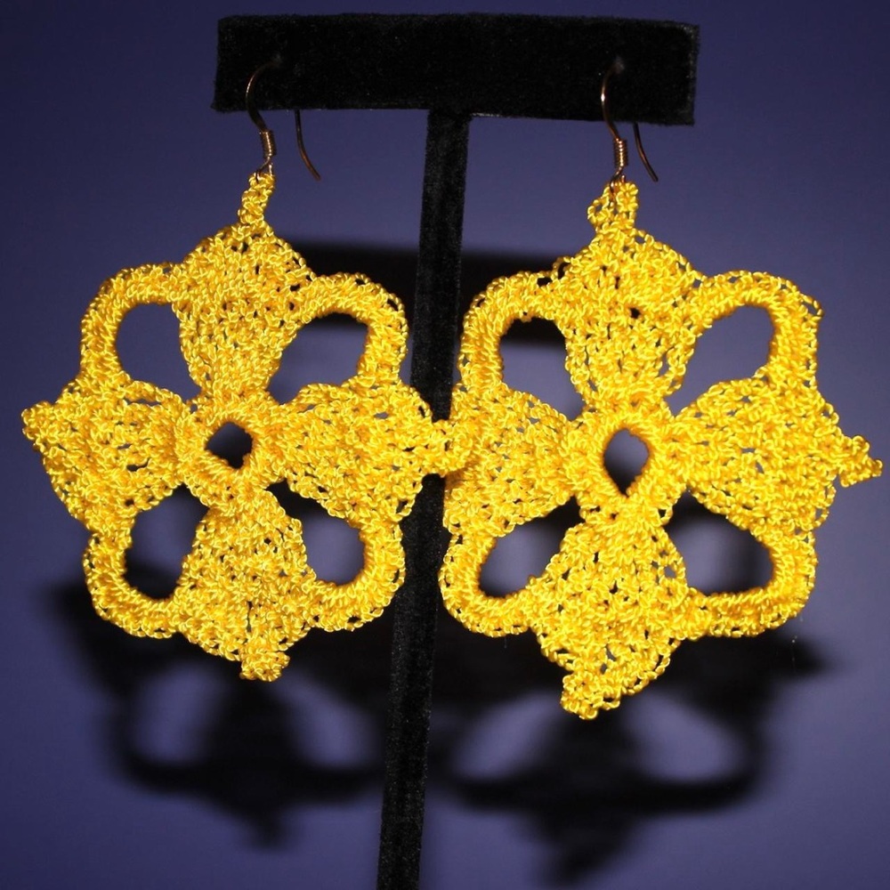 Handcrafted Yellow Crochet Earrings